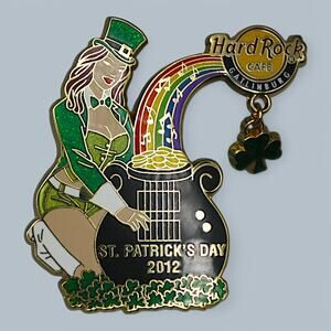 Hard Rock Pin 2012 Gatlinburg St. Patrick's Day Sexy Girl Shamrock Dangle